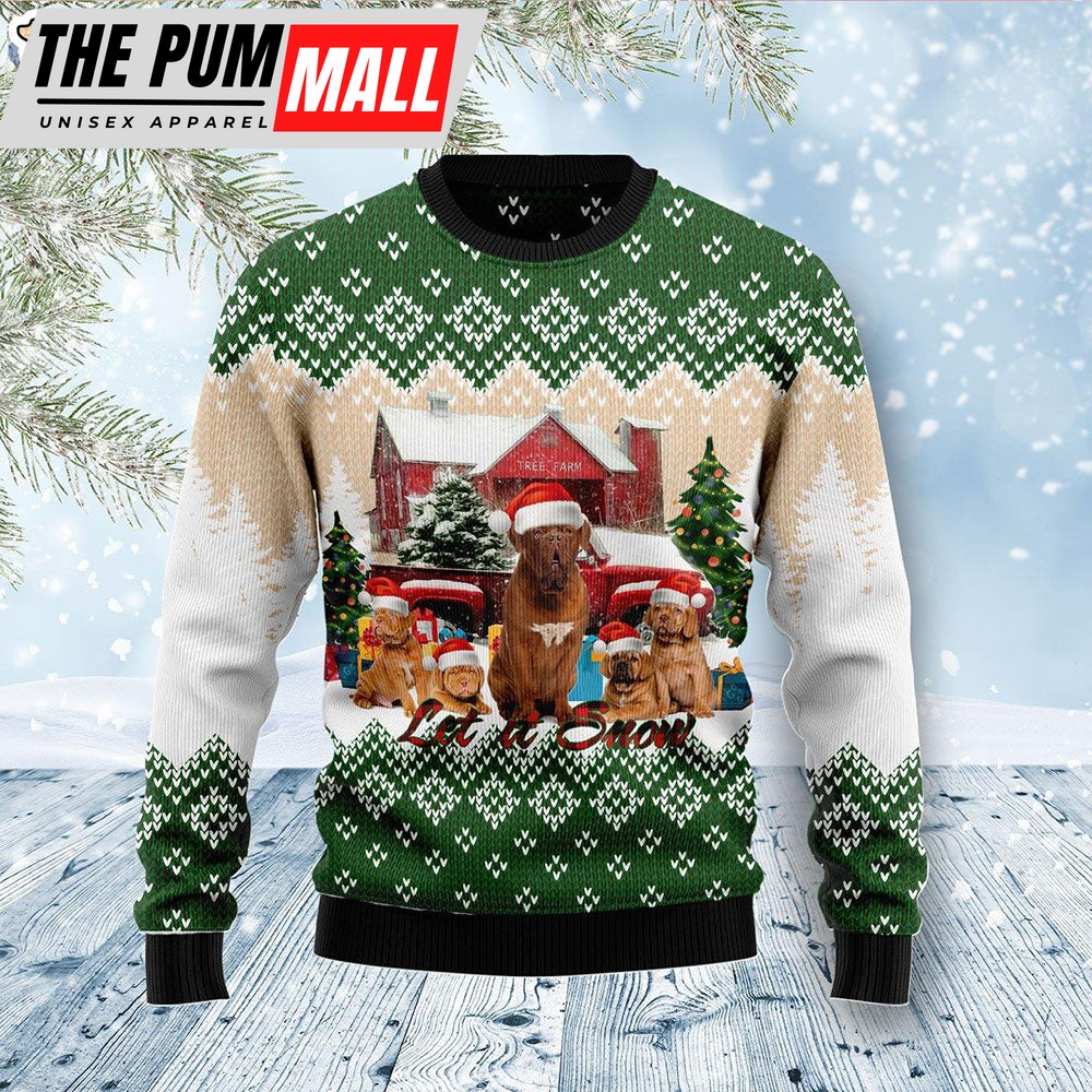 Dogue-De Bordeaux Let It Snow Ugly Christmas Sweater – Gifts For Dog Lovers