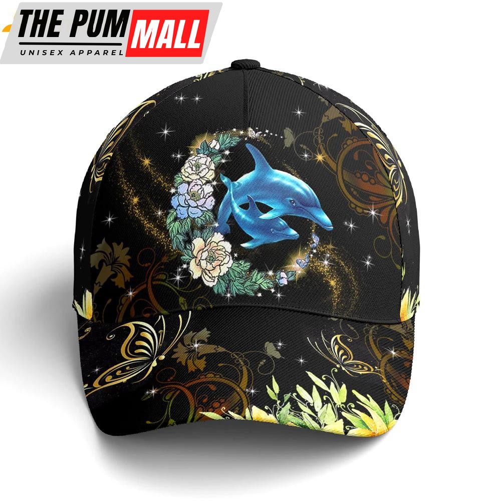 Dolphin And Flowers Classic Baseball Cap