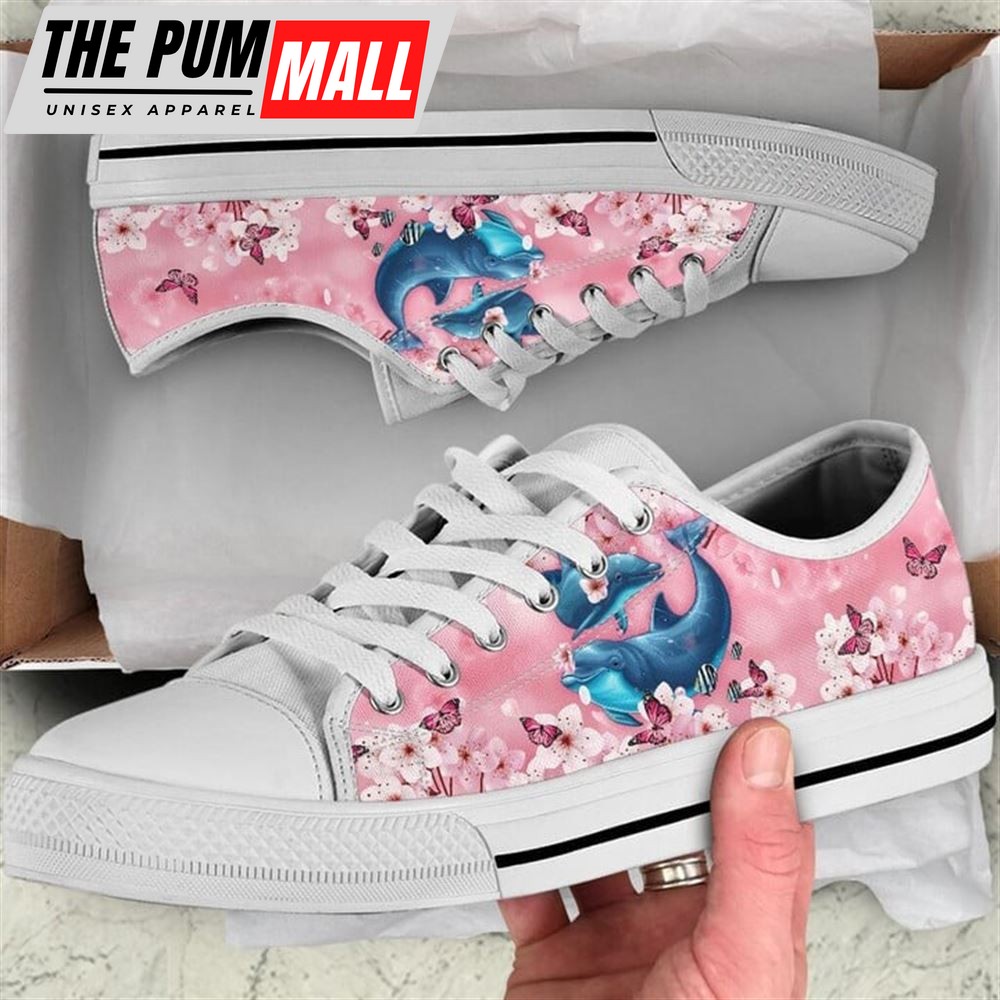 Dolphin Cherry Blossom Low Top Shoes – Low Top Shoes Mens, Women