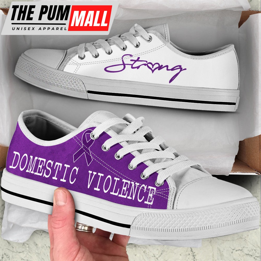 Domestic Violence Shoes Strong Low Top Shoes – Best Gift For Men And Women – Cancer Awareness Shoes Malalan