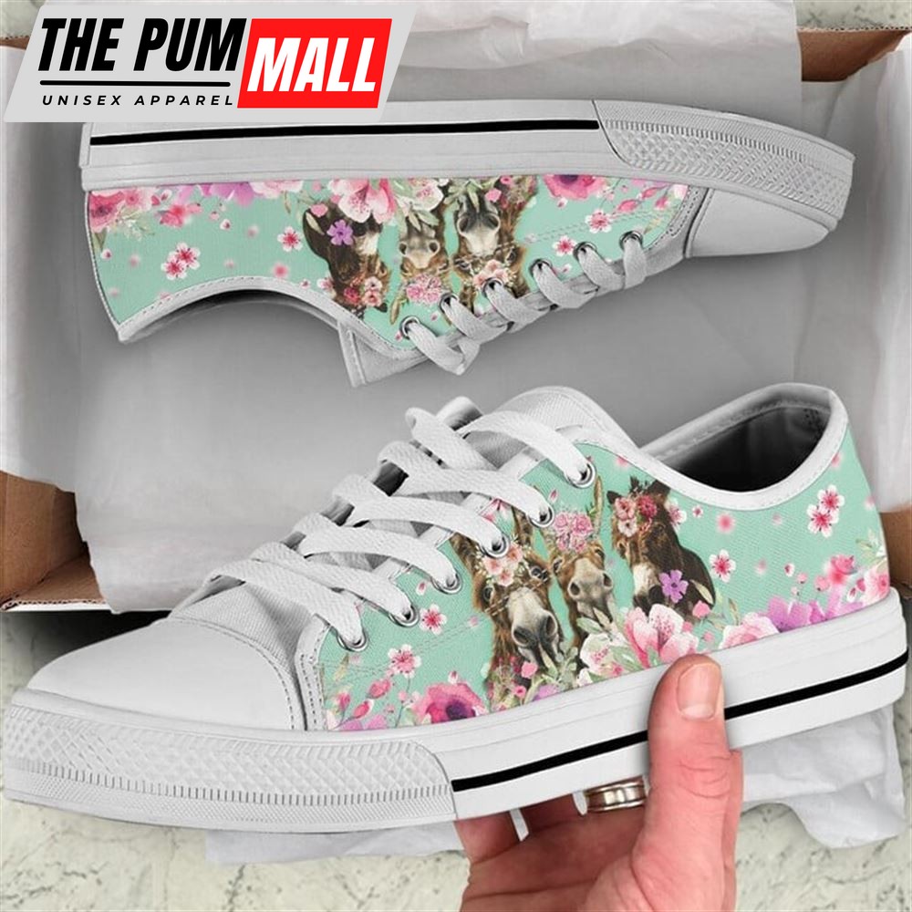 Donkey Flower Watercolor Low Top Shoes – Low Top Shoes Mens, Women