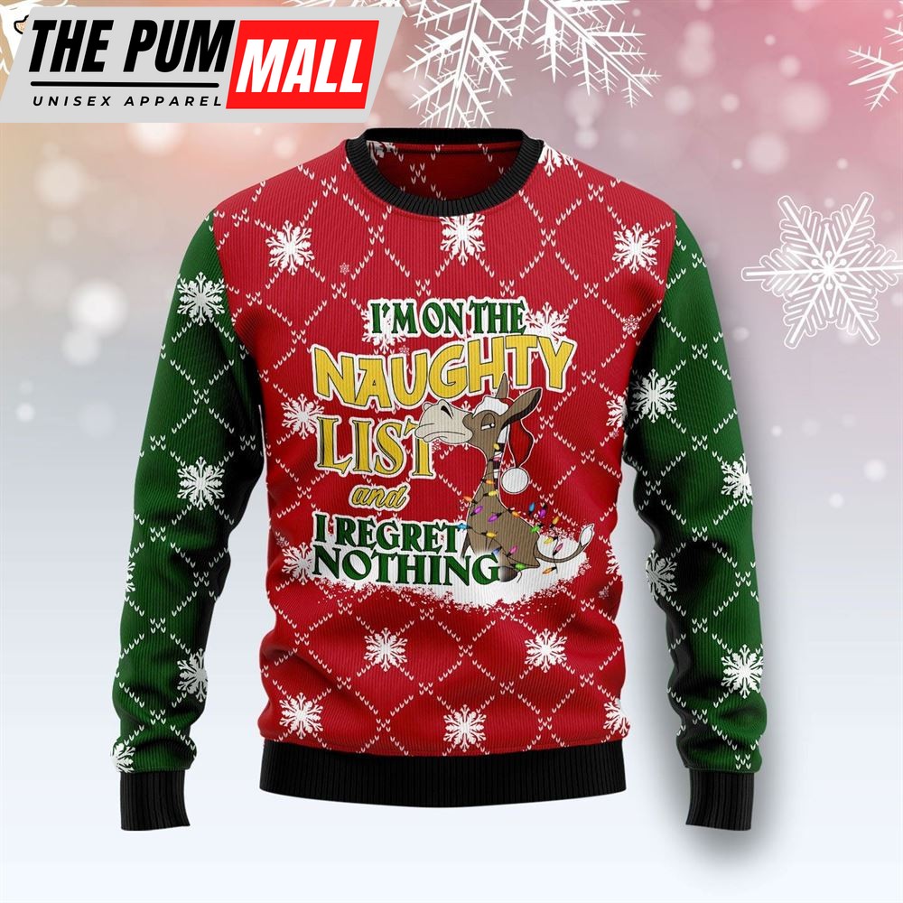 Donkey Naughty List Ugly Christmas Sweater – Lover Xmas Sweater Gift – Dog Memorial Gift