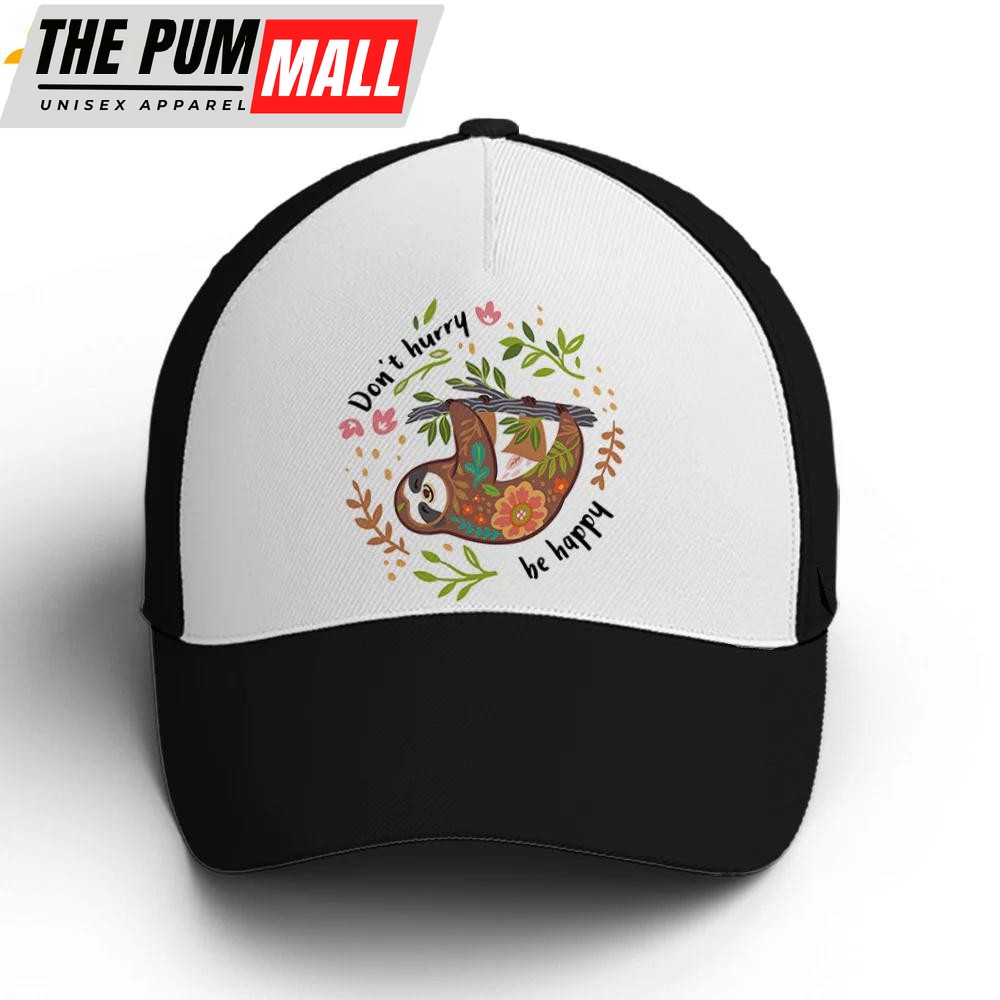 Don’t Hurry Be Happy Floral Sloth Classic Baseball Cap