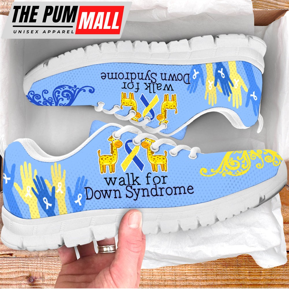 Down Syndrome Shoes Ribbon Giraffe Hands Raised Sneaker Walking Shoes – Best Shoes For Men And Women
