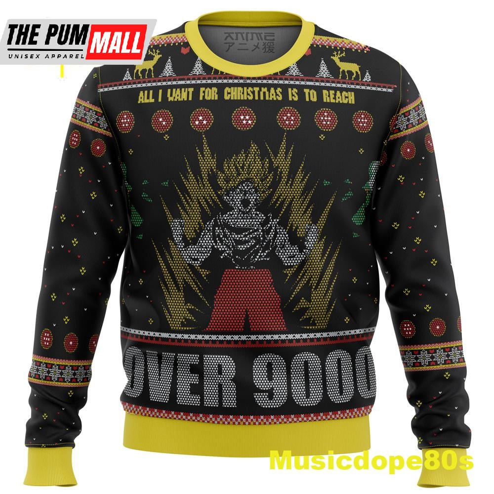Dragonball Z Goku Over 9000 Ugly Christmas Sweater