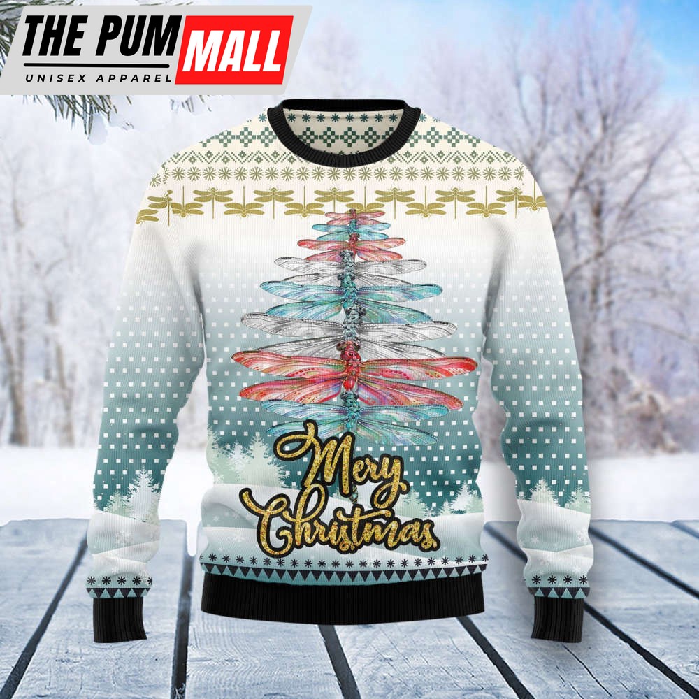 Dragonfly Color Christmas Tree T0911 Ugly Christmas Sweater – Noel Malalan