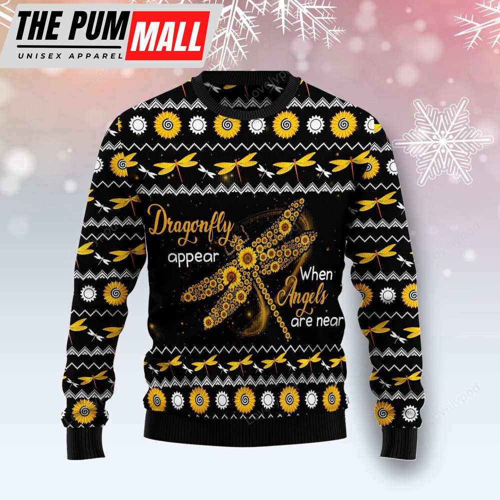 Dragonfly Sunflower Ugly Christmas Sweater for men and women