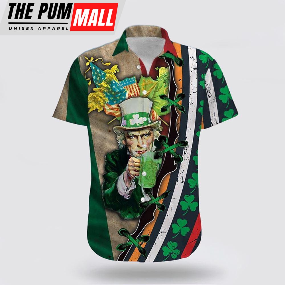 Drink Beer Saint Patrick’s Day Hawaiian Shirt, St Patricks Day Shirts, Shamrock Hawaiian Shirt