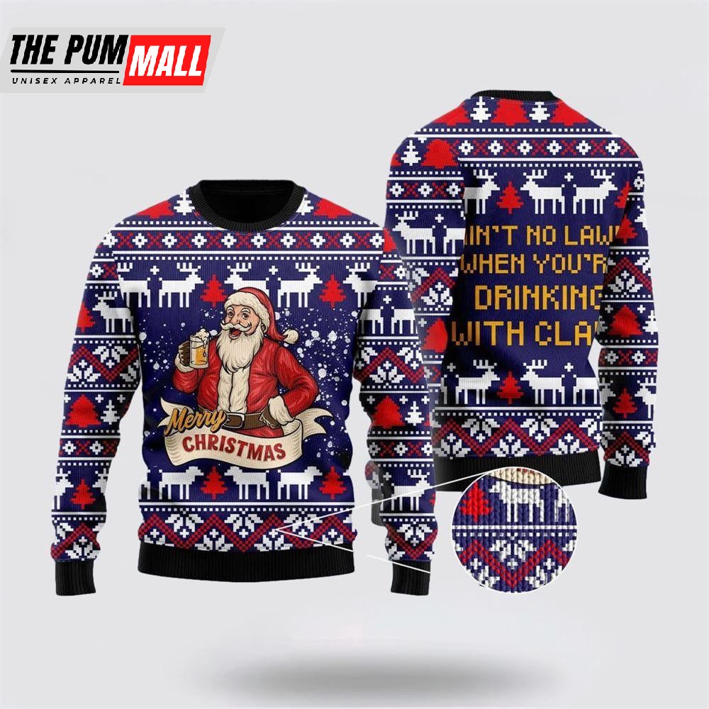 Drinking With Claus Ugly Christmas Sweater