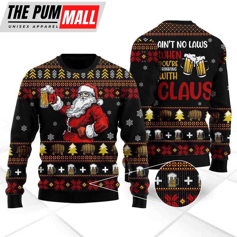 Drinking With Claus Ugly Christmas Sweater For Men & Women UH1208