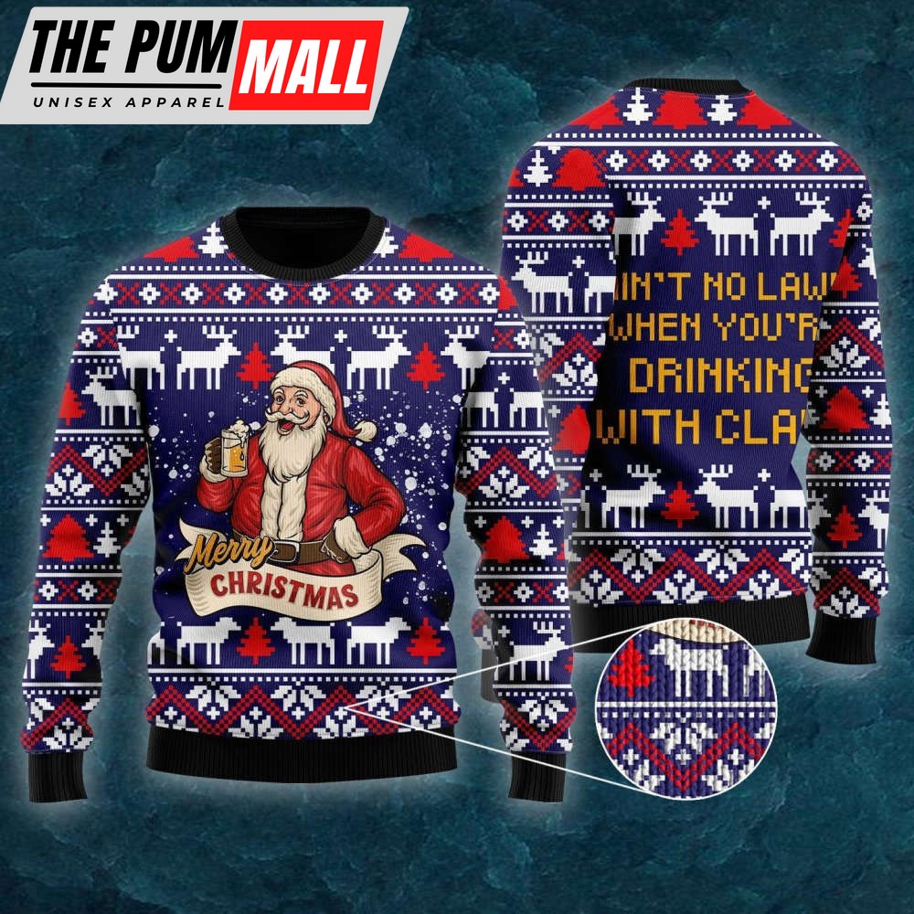 Drinking With Claus Ugly Christmas Sweater – Gift For Christmas UH1305