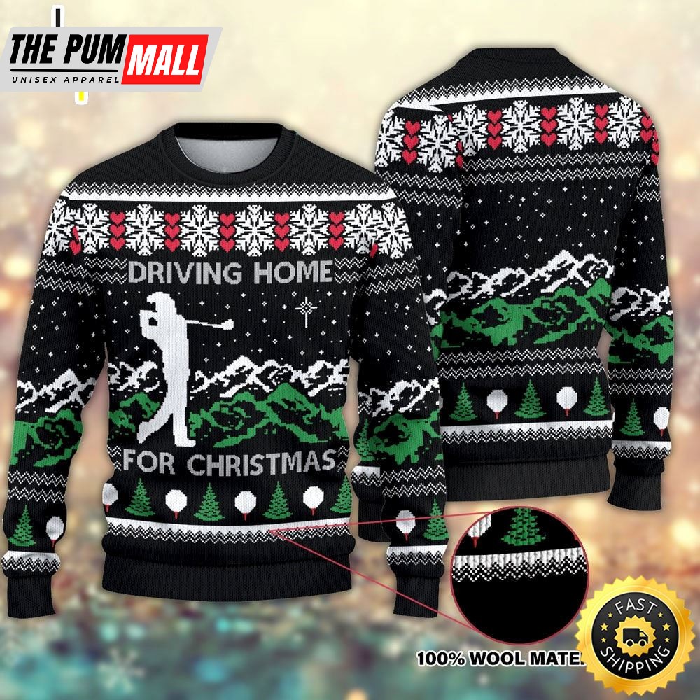 Driving Home For Christmas Golf Drive Golfer Ugly Sweater