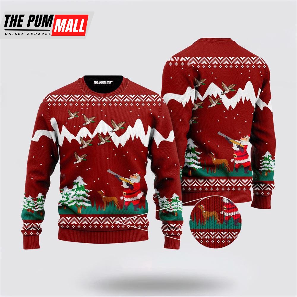 Duck Hunting Cute Santa Claus Duck Hunting Christmas Ugly Sweater