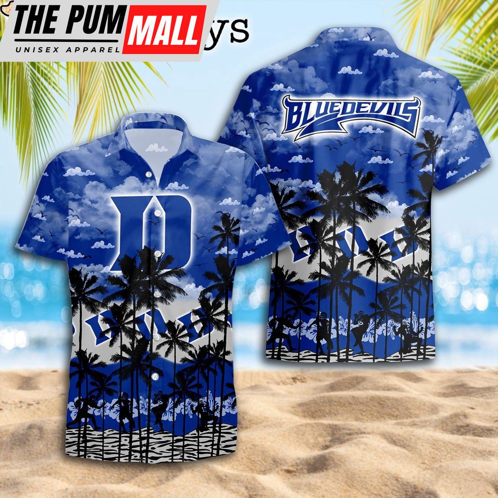 Duke Blue Devils Palms Tree Hawaiian Shirt