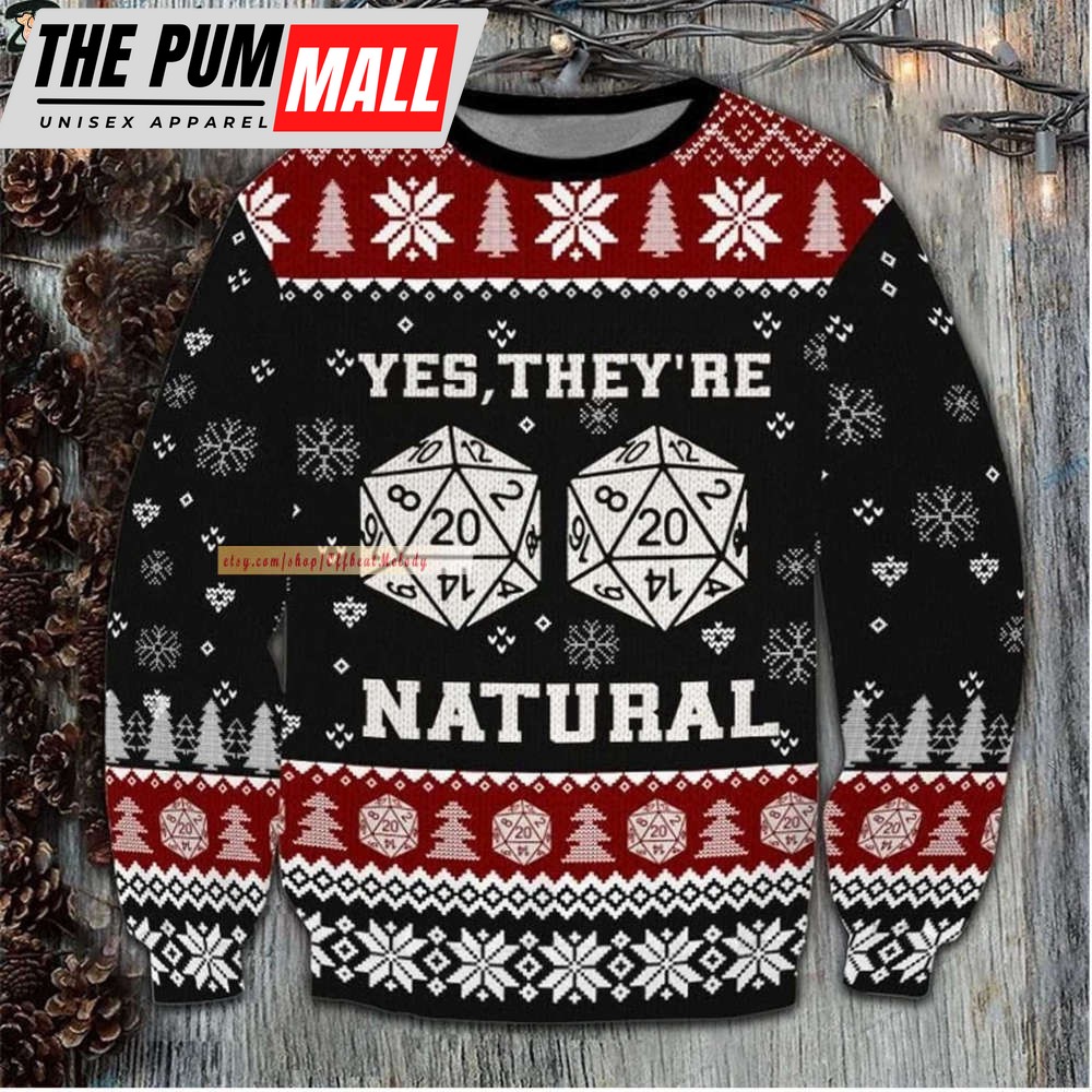 Dungeons And Dragons Yes They’re Natural Ugly Sweater, DnD And Fireball Lovers Christmas Ugly Sweater 3D Hoodie Sweatshirt Over Print