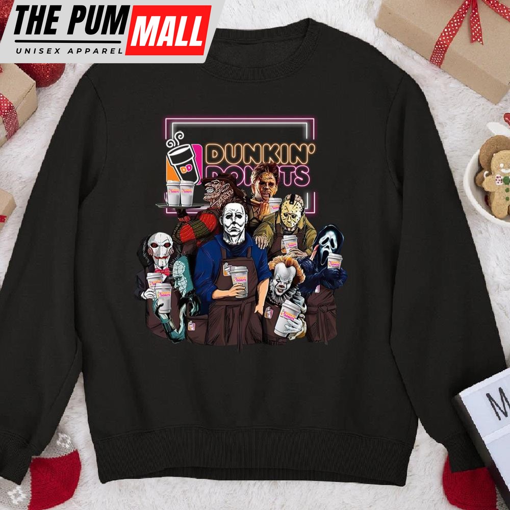 Dunkin Donuts Horror Movie Characters Squad Sweatshirt