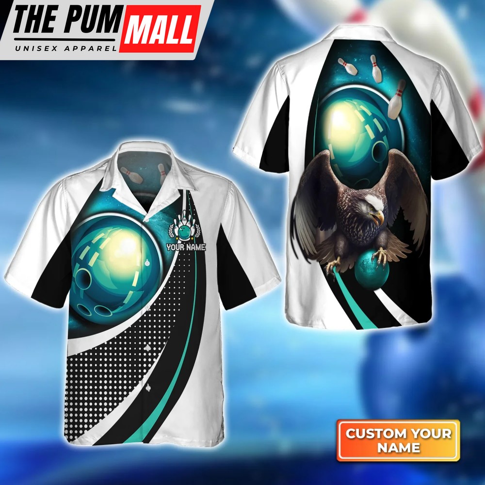 Eagle Bowling Team Blue Hawaiian Shirt for Men & Women – Perfect Bowling Team Attire!