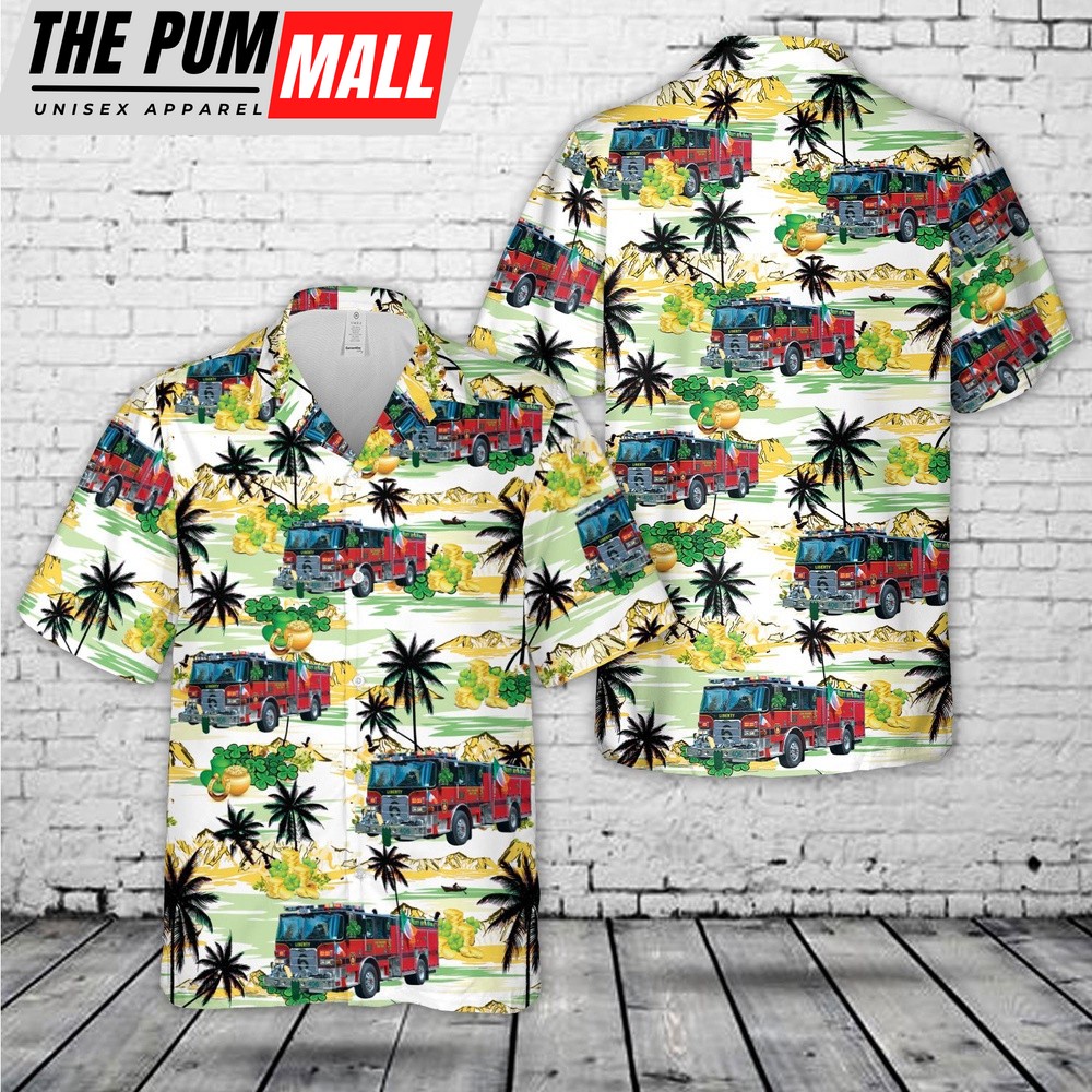 East Rockaway, New York, East Rockaway Fire Department St. Patrick’s Day Hawaiian Shirt, Shamrock Hawaiian Shirt