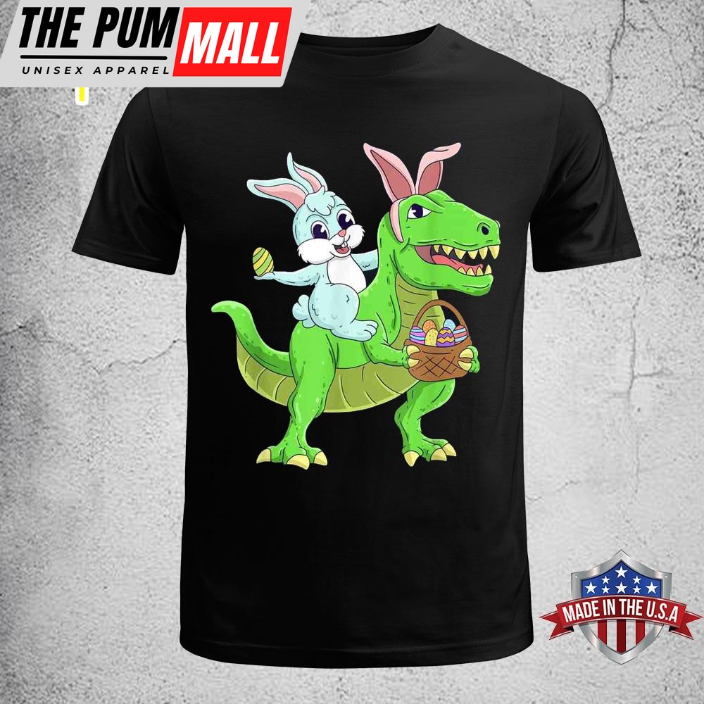 Easter Bunny Riding Dinosaur T Rex Easter Kids Boys Shirt, Easter Gift Idea