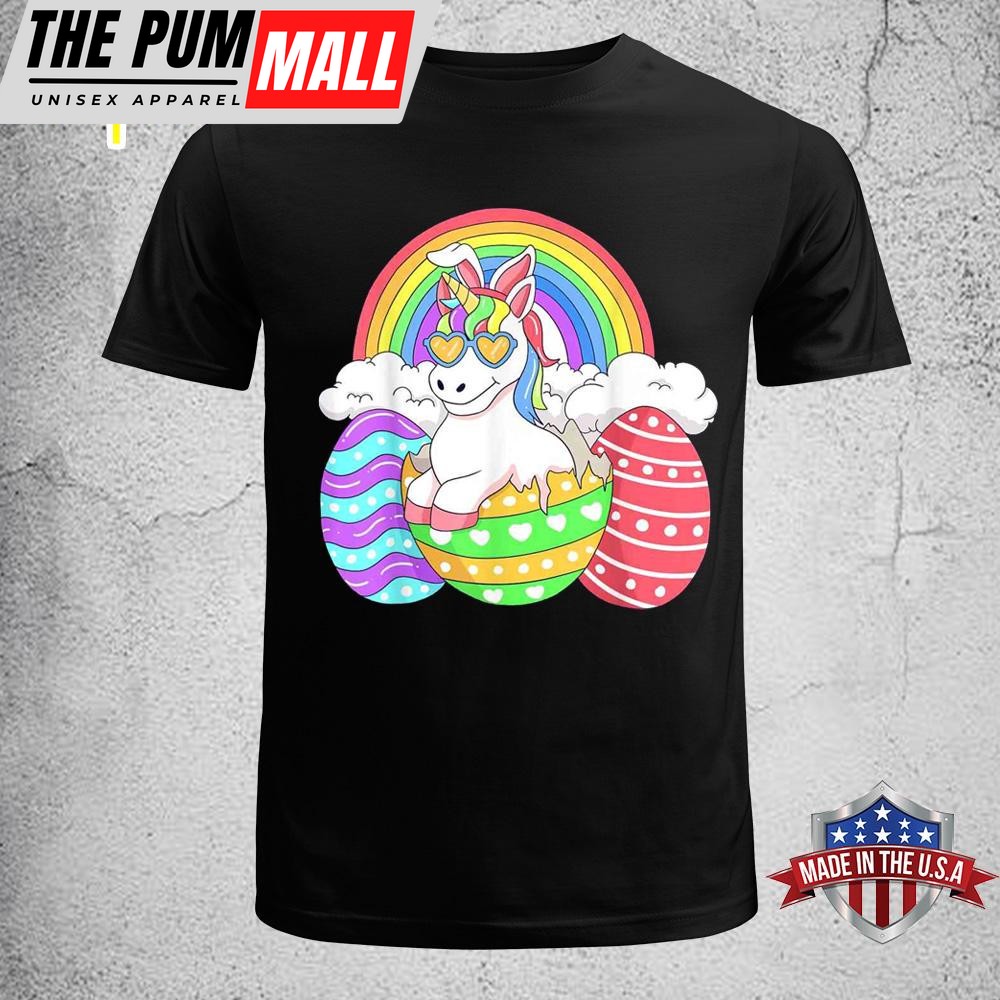 Easter Unicorn Shirt With Eggs Happy Easter Boys Girls Kids