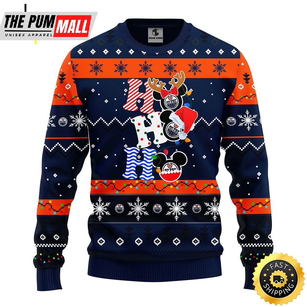 Edmonton Oilers Hohoho Mickey Christmas Ugly Sweater