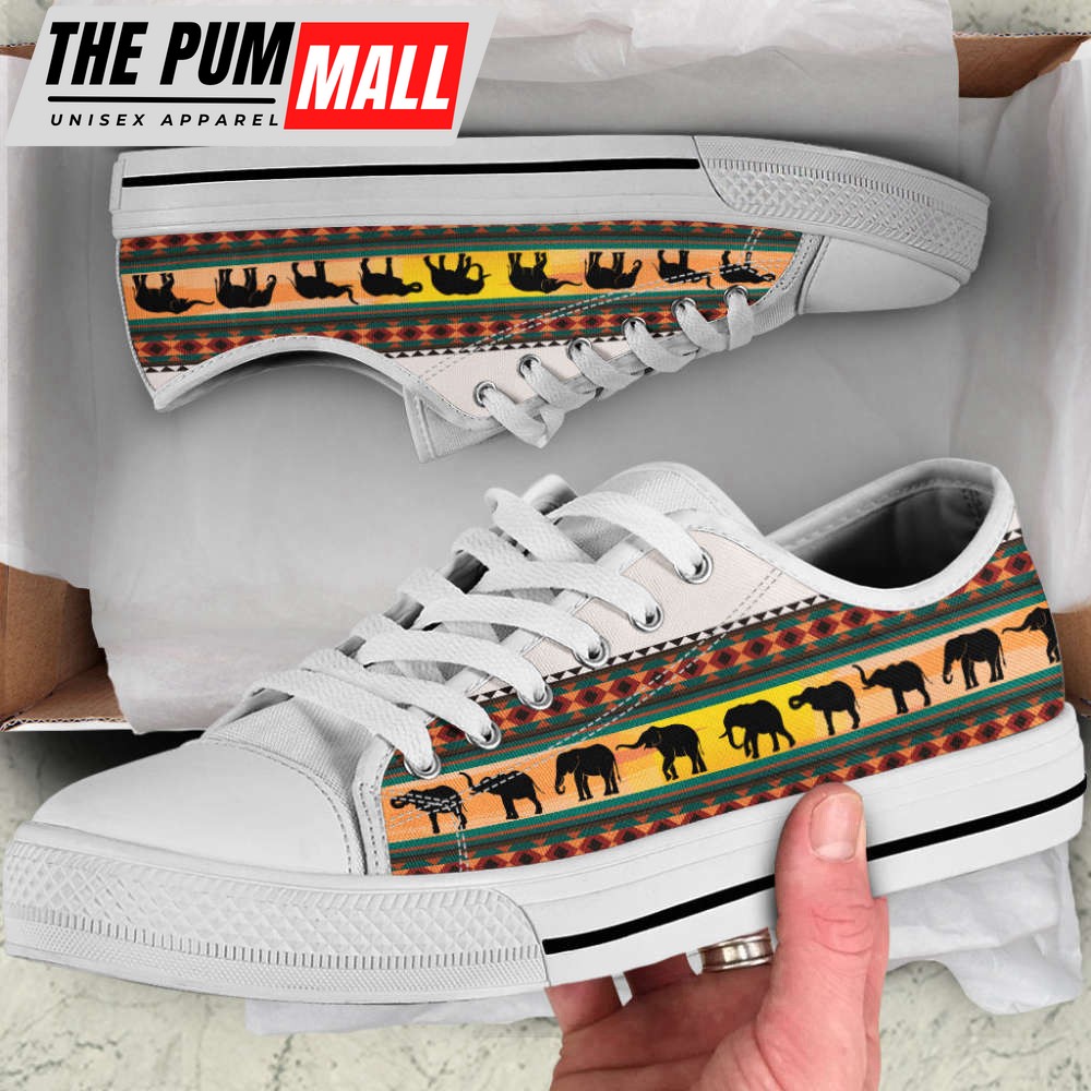 Elephant Boho Sunset Low Top Shoes Canvas Print Lowtop Casual Shoes
