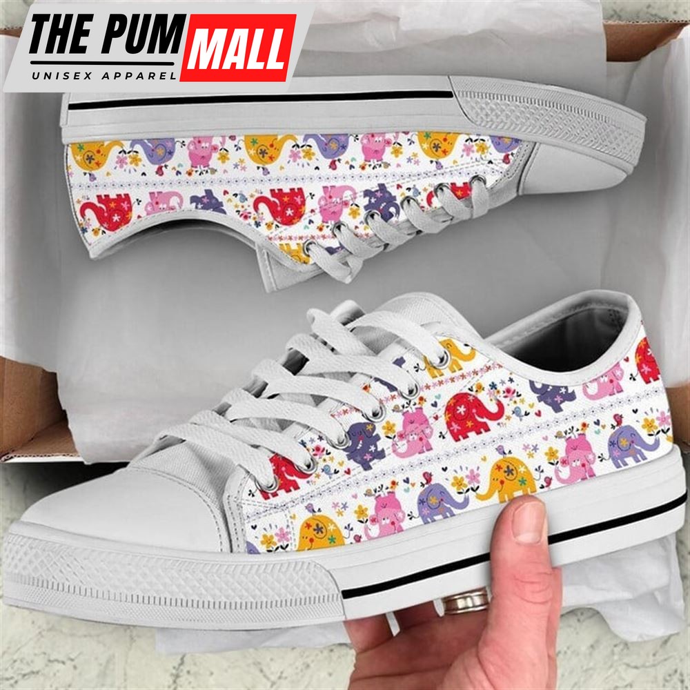 elephant-cute-cartoon-flower-canvas-low-top-shoes-low-top-shoes-mens-women-flfd2hn8 Elephant Cute Cartoon Flower Canvas Low Top Shoes – Low Top Shoes Mens, Women