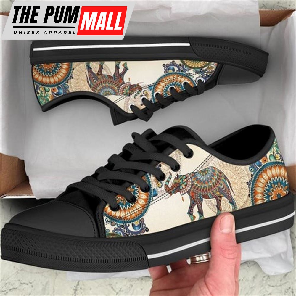 Elephant Ethnic Style Canvas Low Top Shoes – Low Top Shoes Mens, Women