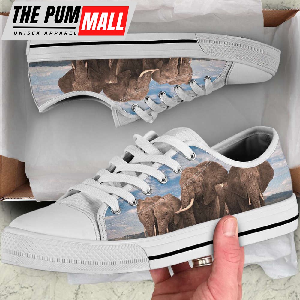 Elephant Family Low Top Canvas Print Shoes – Comfortable Footwear