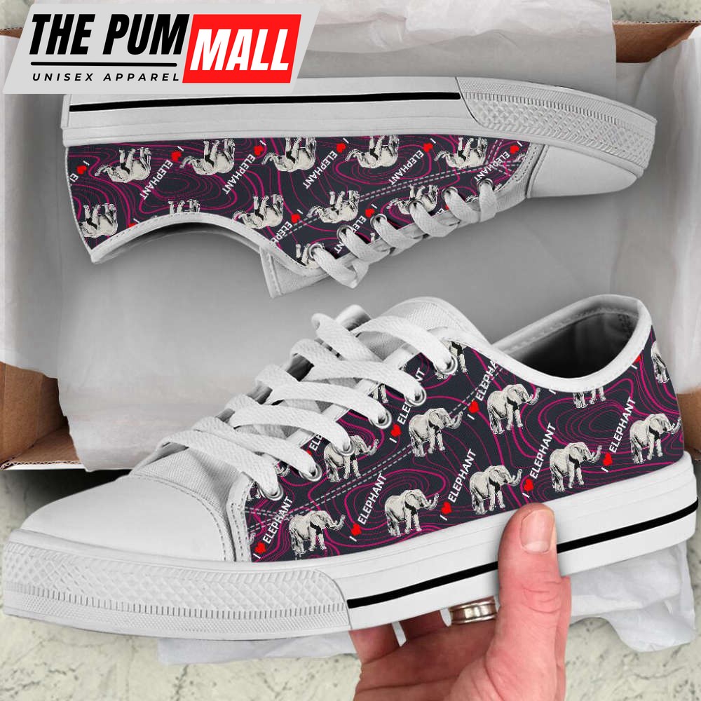 Elephant Lines Canvas Print Shoes: Low Top Casual Gift for Adults