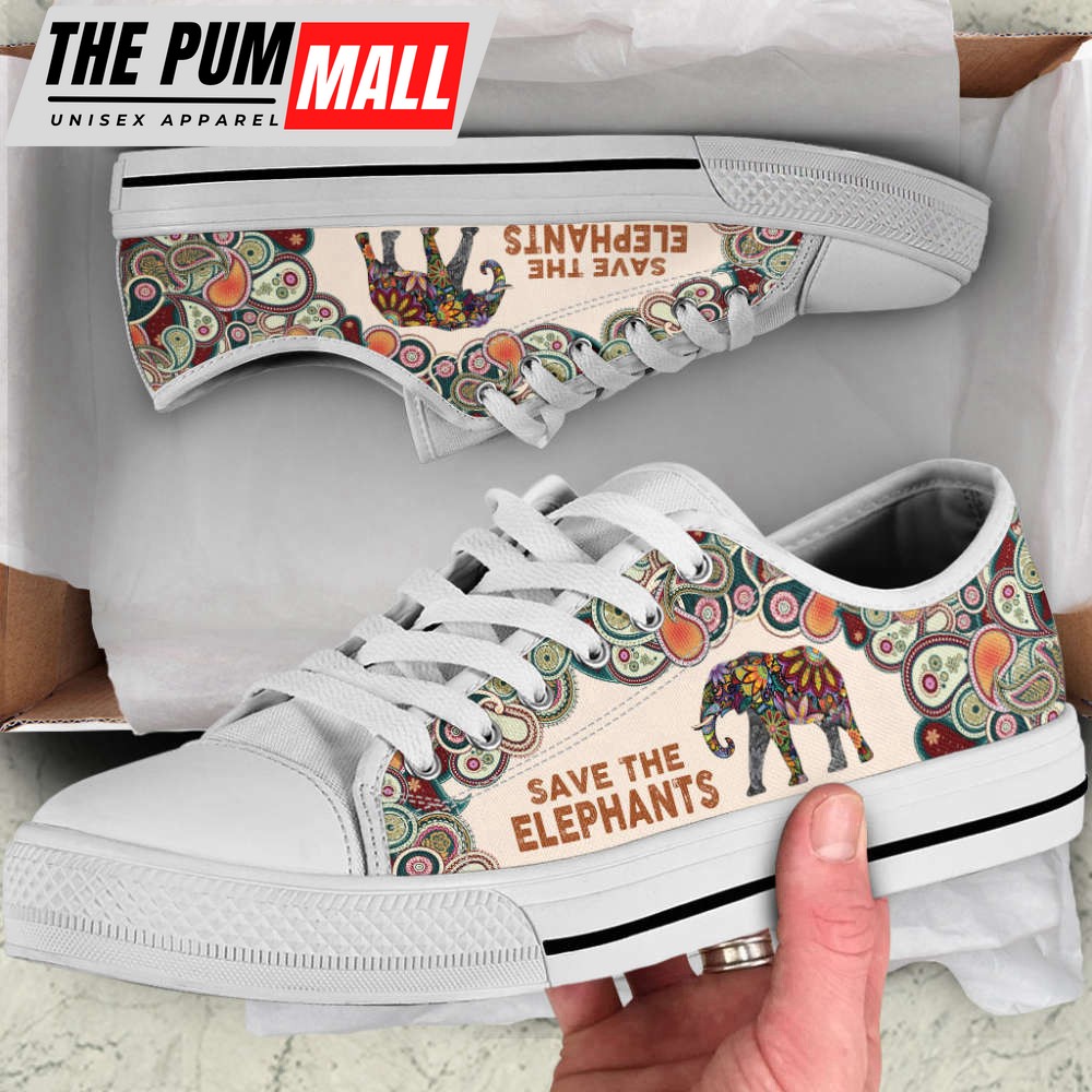 Elephant Mandala Canvas Low Top Shoes: Perfect Gift for Adults