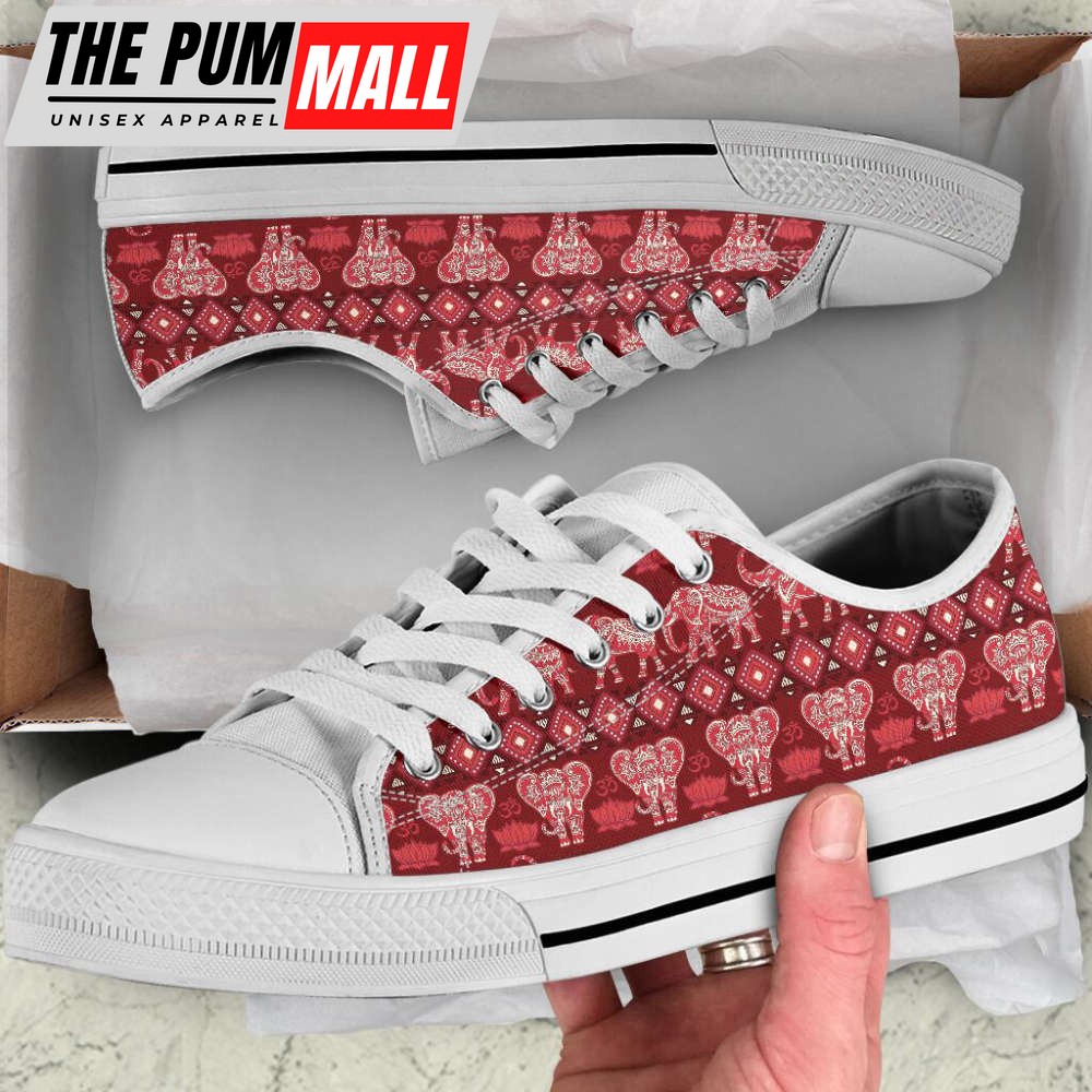 Elephant Mandala Native Lotus Canvas Print Shoes – Trendy Fashion