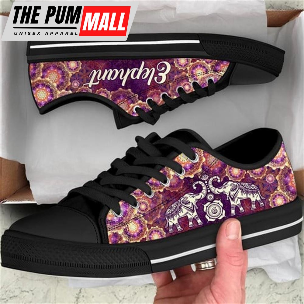 Elephant Mandala Royal Pattern Canvas Low Top Shoes – Low Top Shoes Mens, Women