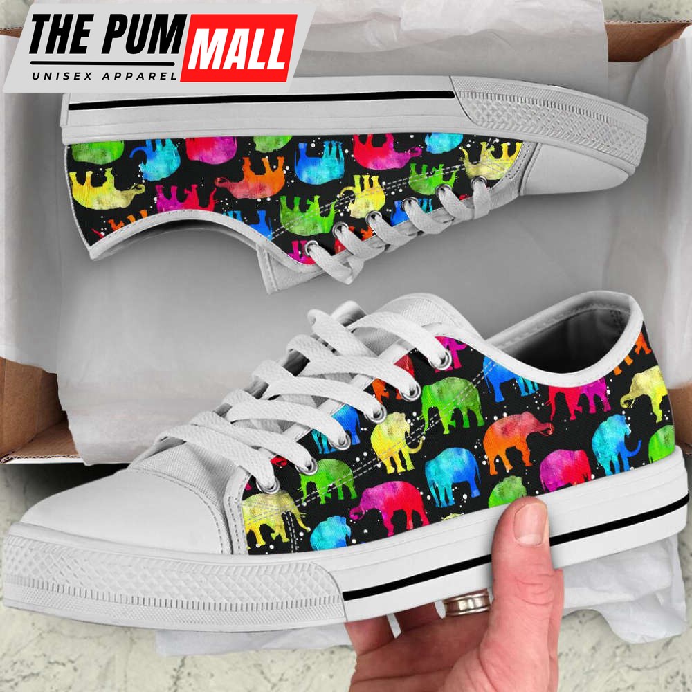 Elephant Painting Pattern Low Top Shoes Canvas Print Lowtop Casual Shoes