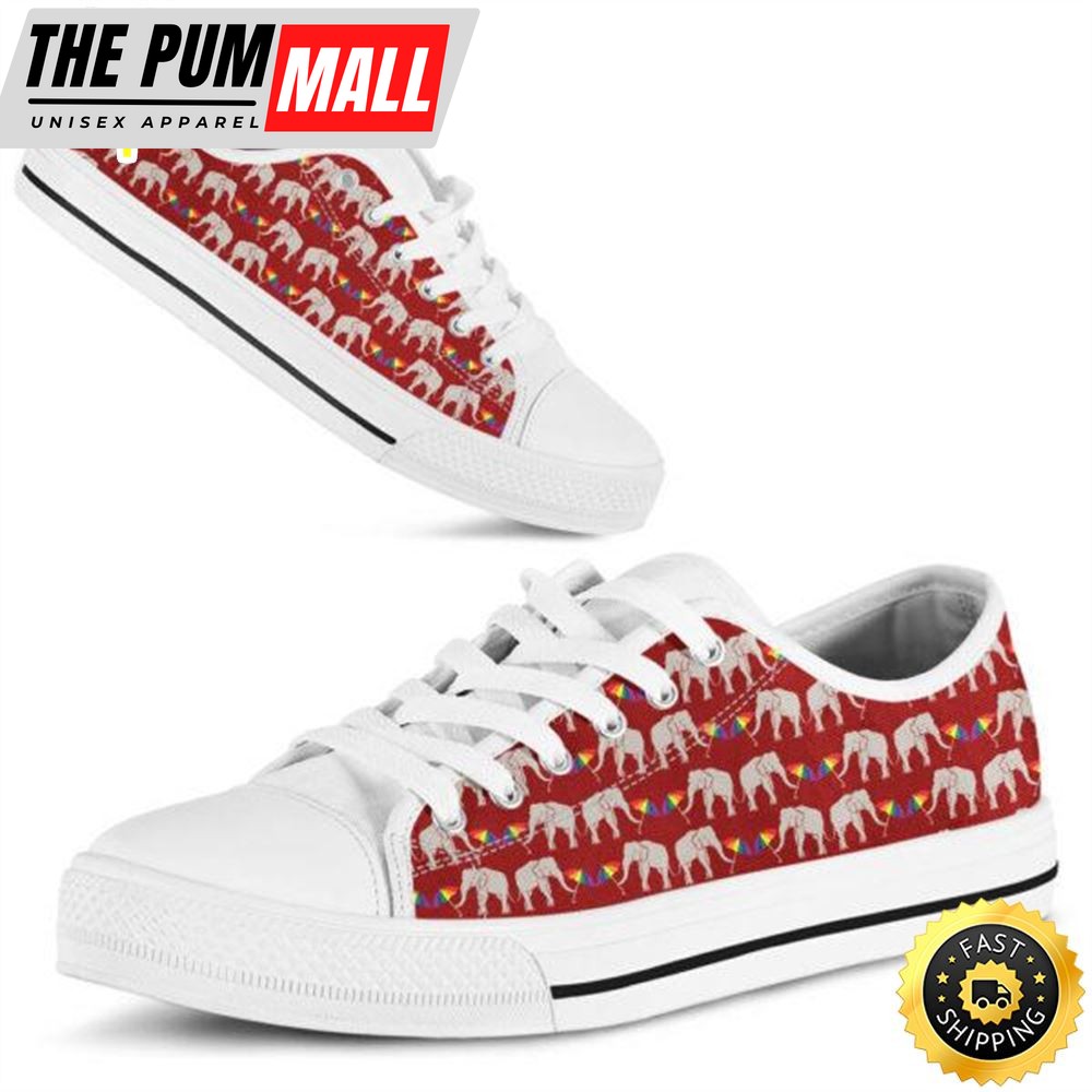 Elephant Pattern Lgbt Low Top Shoes For Mens