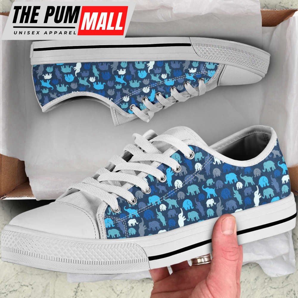 Elephant Pattern Sk Low Top Shoes Canvas Print Lowtop Trendy Fashion