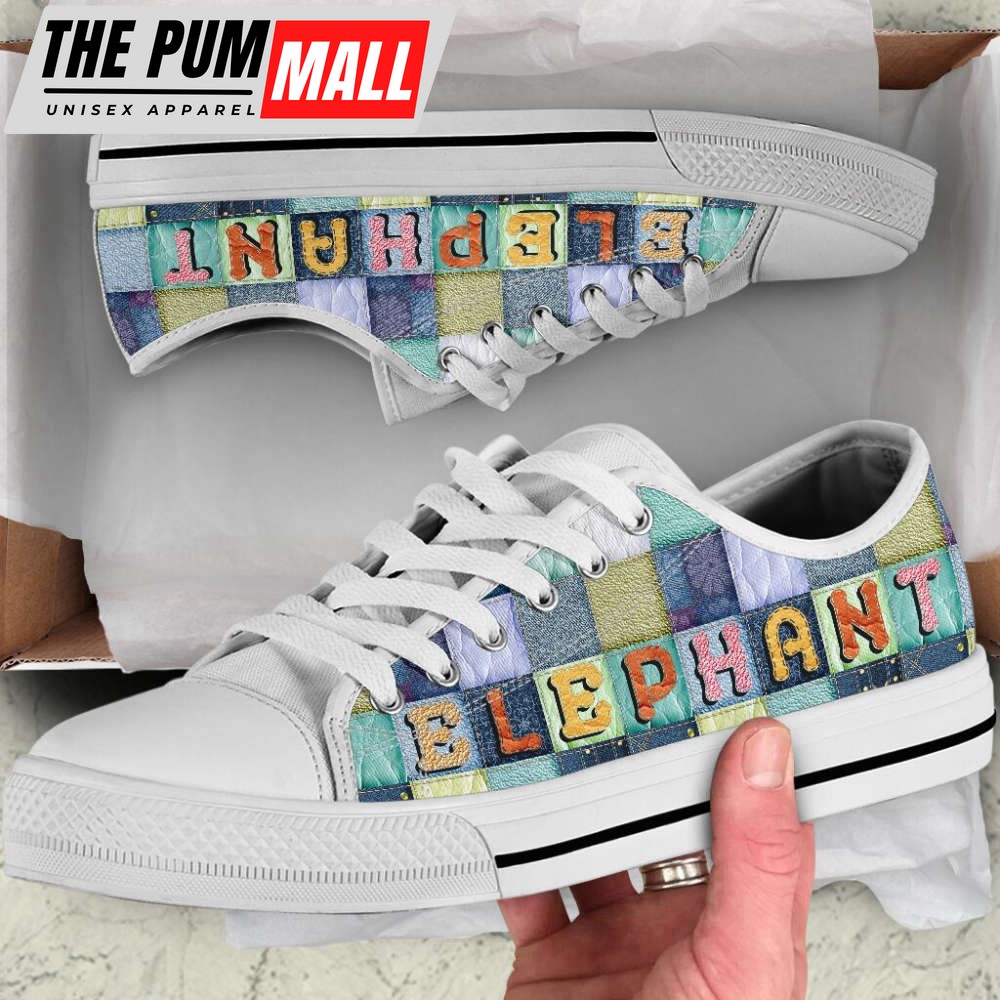 elephant-seamless-leather-color-canvas-print-lowtop-shoes-73acsz05 Elephant Seamless Leather Color Canvas Print Lowtop Shoes