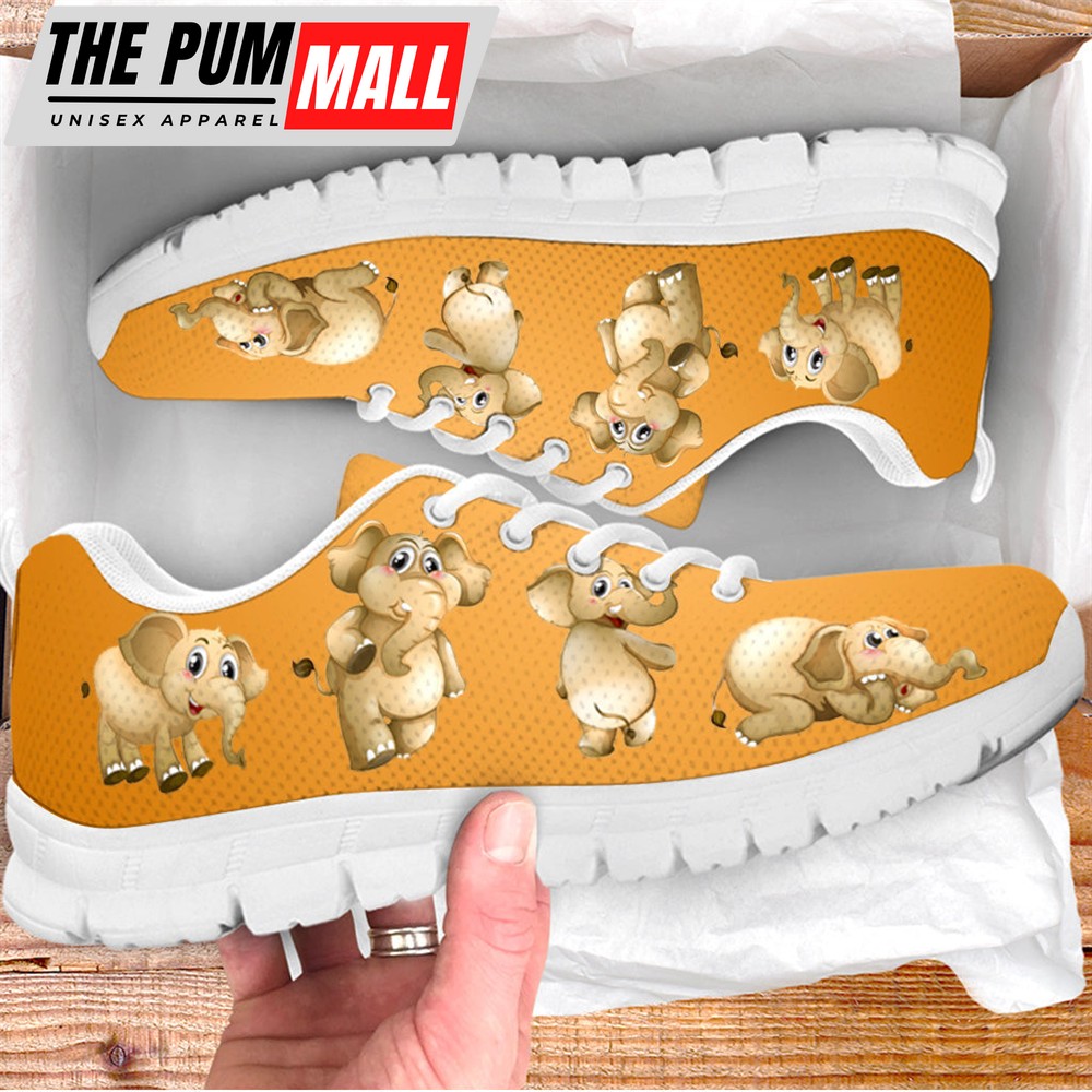 Elephant Shoes 4 Vector Orange Background Sneaker Tennis Walking Shoes – Best Gift For Men And Women
