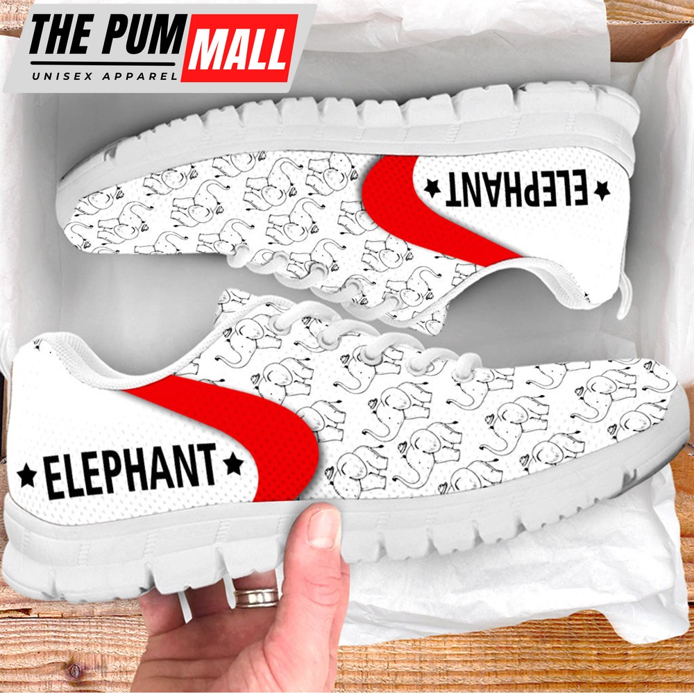 Elephant Shoes Red Pattern Sneaker Tennis Walking Shoes – Best Gift For Men And Women
