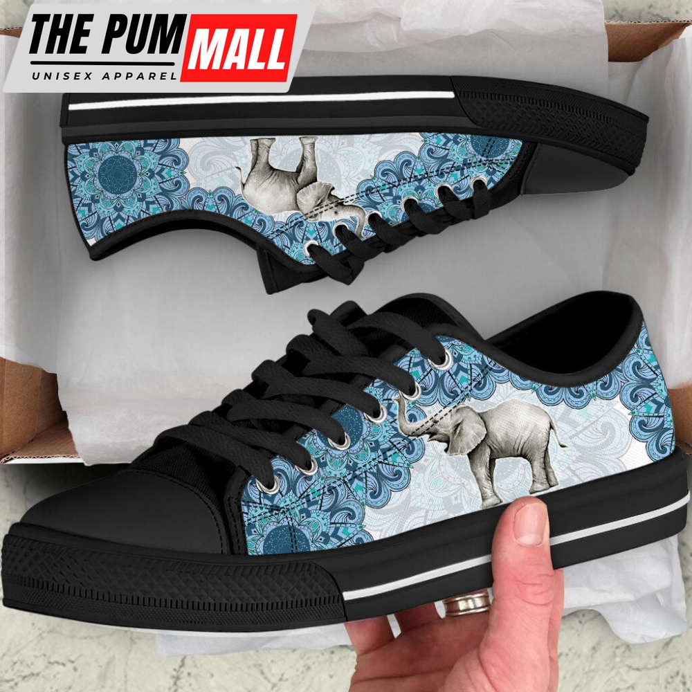 elephant-watercolor-mandala-blue-low-top-canvas-print-shoes-yewwhhfy Elephant Watercolor Mandala Blue Low Top Canvas Print Shoes