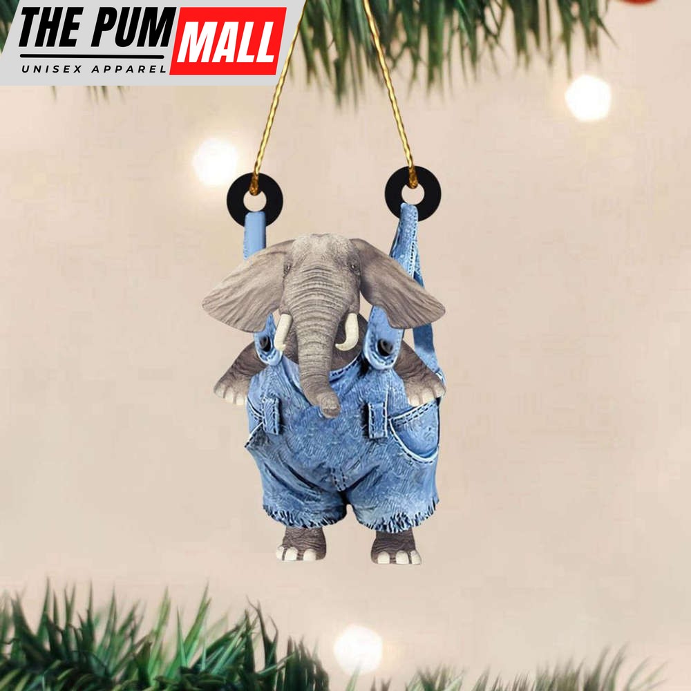 Elephant Wearing Denim Overalls Ornament Christmas Tree Ornament Christmas Decor Limited Edition