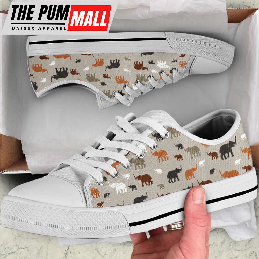 Elephants Pattern Low Top Canvas Print Shoes – Comfortable Footwear