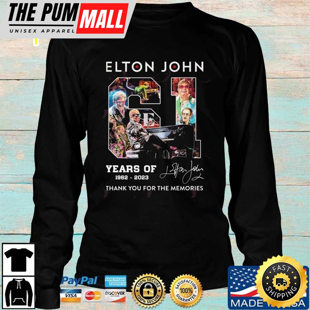 Elton John 61 Years Of 1962-2025 Thank You For The Memories Signature shirt