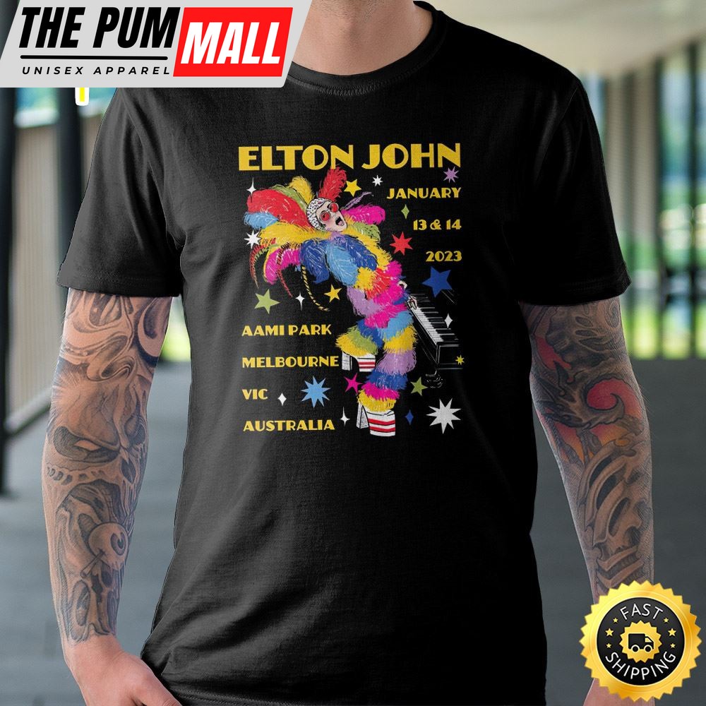 Elton John Aami Park Melblourne Vic Australia Black Unisex T-shirt