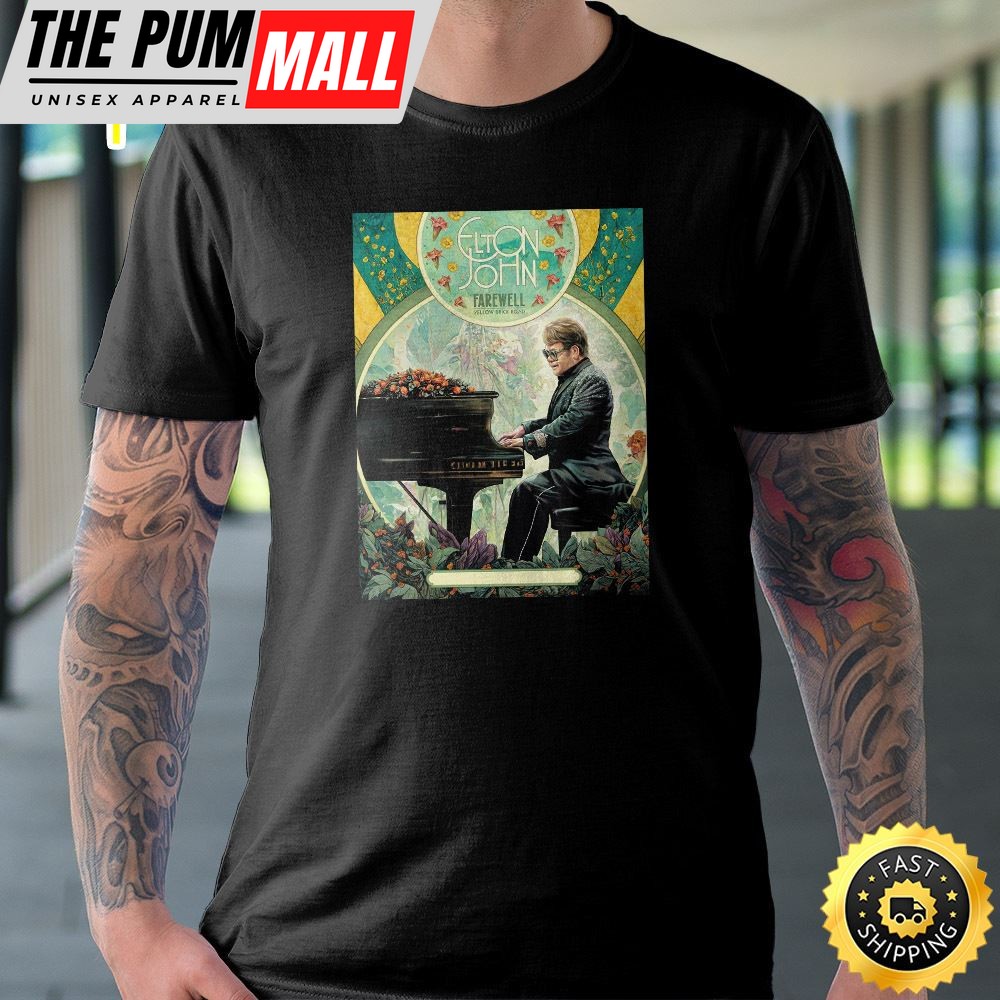 Elton John Tour 2025 San Antonio Fare Well Yellow Brick Road T-shirt