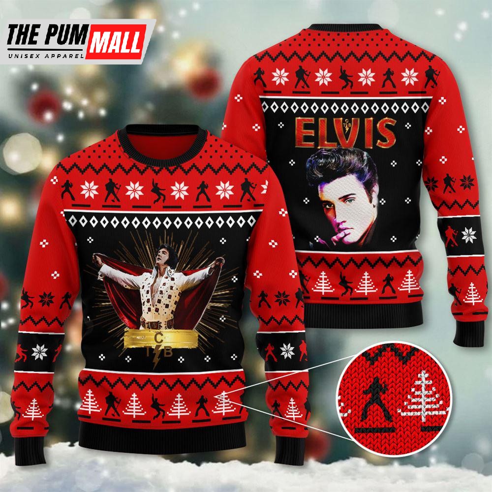Elvis Presley For Christmas Gifts 3D Ugly Christmas Holiday Sweater Gift For Christmas