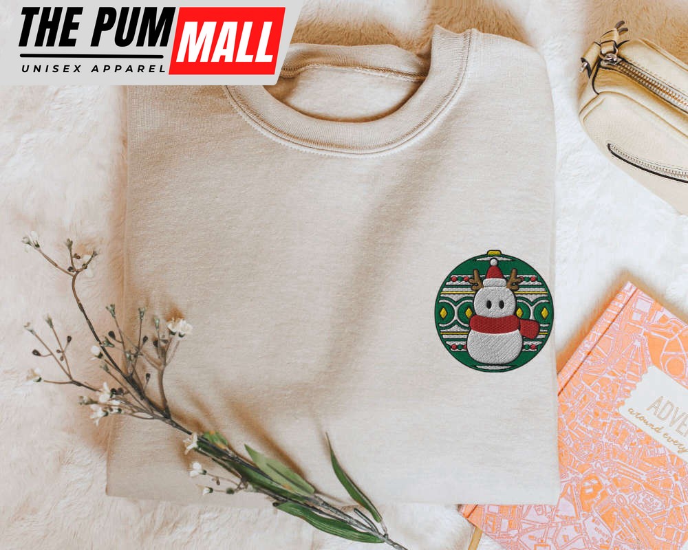 Embroidered Snowman Ornament Sweatshirt, Cozy Christmas Snowman Sweater For Family Limited Edition