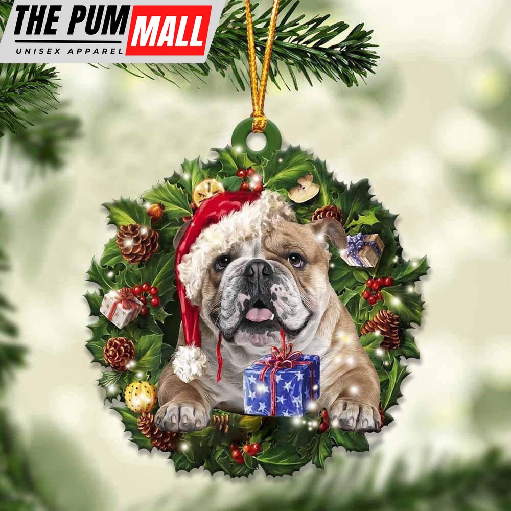 English Bulldog And Christmas Ornament – Acrylic Dog Ornament – Gifts For Dog Lovers Limited Edition