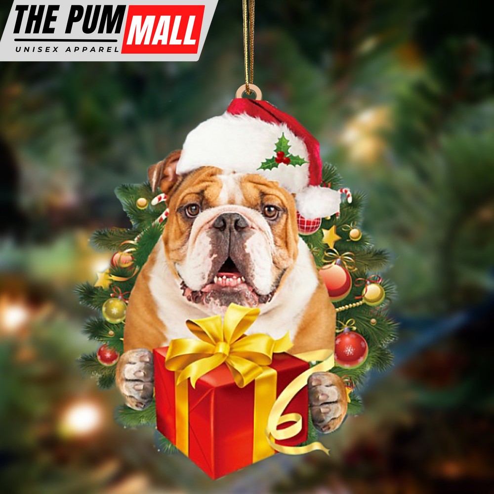 English Bulldog Give Gifts Hanging Ornament – Flat Acrylic Dog Ornament – Dog Lovers Gifts For Him Or Her Limited Edition