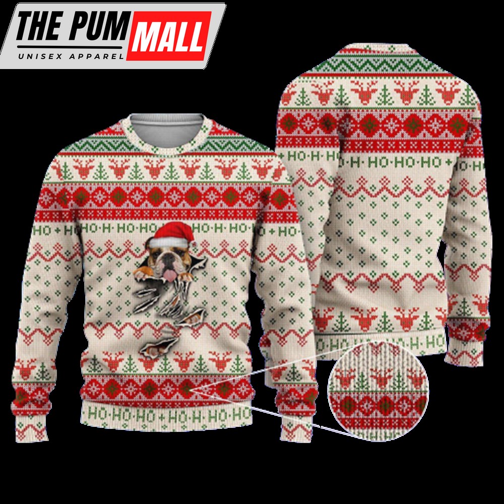 English Bulldog Scratch Ugly Christmas Sweater, Christmas Gift 2023 For Men & Women